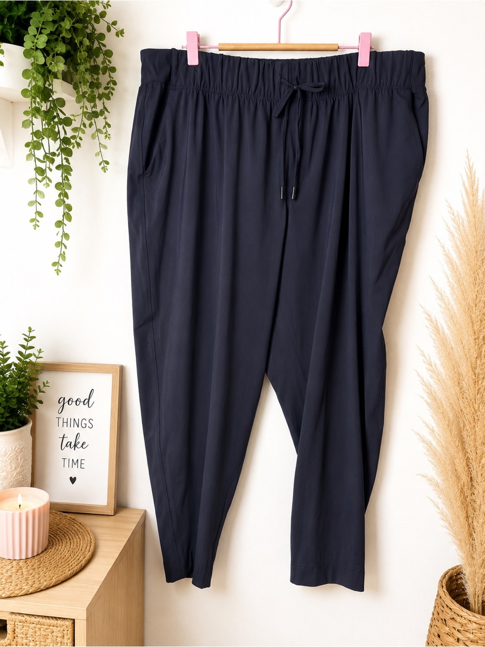 Livi plus Active Navy Elastic Drawstring Tapered pants